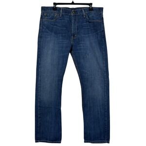 Levis 513‎ Slim Straight 38x30 100% Cotton Denim Blue Jeans Medium Wash Zip Blue